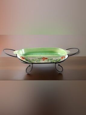 SLAH Provence by Gail Pittman 16" Rectangular Baker with Metal Stand